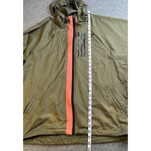 ADIDAS Jacket Gym Running Military Green Size L 3 Stripe Full Zip - Picture 5 of 13